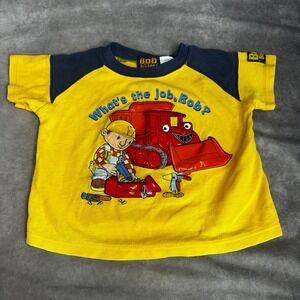Y2K Bob the Builder Vintage Toddler‎ Boy 2T Graphic Raglan T-Shirt Yellow